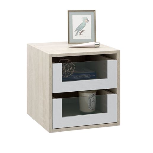 Тумба прикроватная Прайм-11-3 подвесная / напольная дуб сонома / белый