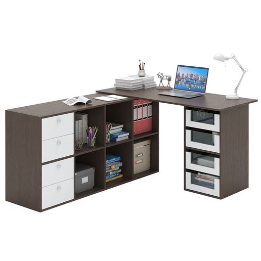 Угловой стол Прайм-83 венге / белый