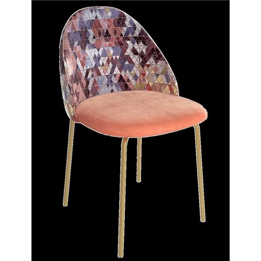 Стул Монти /Металл Латунь RAL 1036/ВельветСпинка-Mosaika-320,сид.-Velvet Lux-35