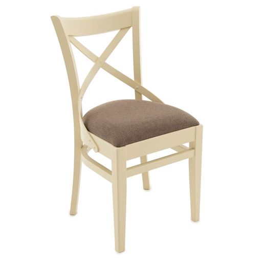 Стул Соло Венский 2/Массив березы  Тон 10, Слоновая кость/Ткань, рогожка Браво Браун