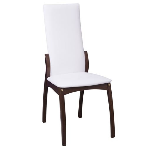 Стул Токио 1/Массив бука Орех темный/ЭкокожаБелый 211