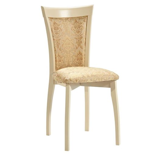 Стул Тулон 2/Массив березы  Тон 10, RAL 1015 Слоновая кость/ТканьШелк Андрис Вензель 160 беж