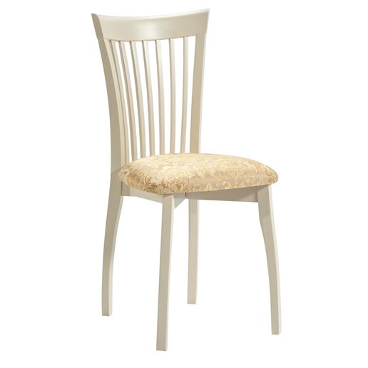 Стул Тулон/Массив березы  Тон 10, RAL 1015 Слоновая кость/ТканьШелк Андрис Вензель 160 беж