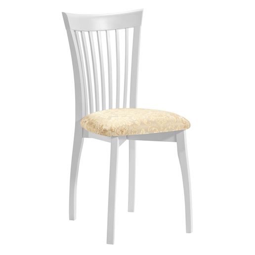 Стул Тулон/Массив березы  Тон 9, Эмаль белая/ТканьШелк Андрис Вензель 160 беж