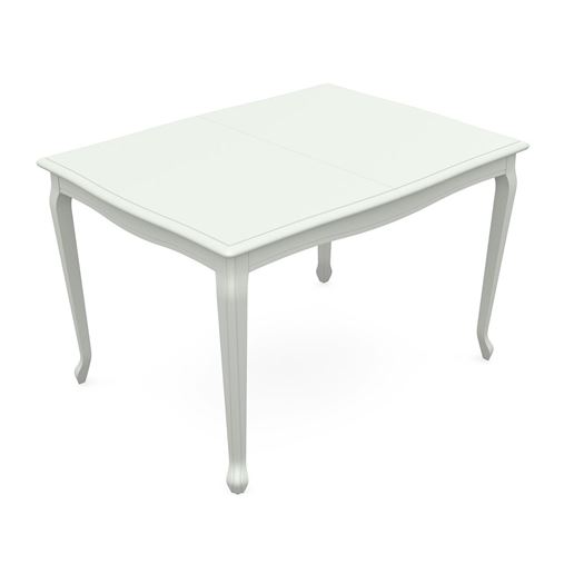 Стол Кабриоль /Береза, шпон/120(155)*80*75/Эмаль белая, патина серебро/Эмаль белая, патина серебро/