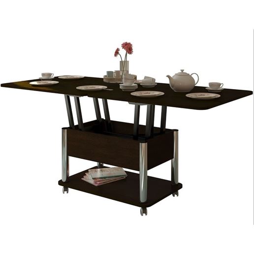 Стол Дебют 3 трансформер/ЛДСП/86(172)*72*48,8/Венге темный, ножки хром/Венге темный/