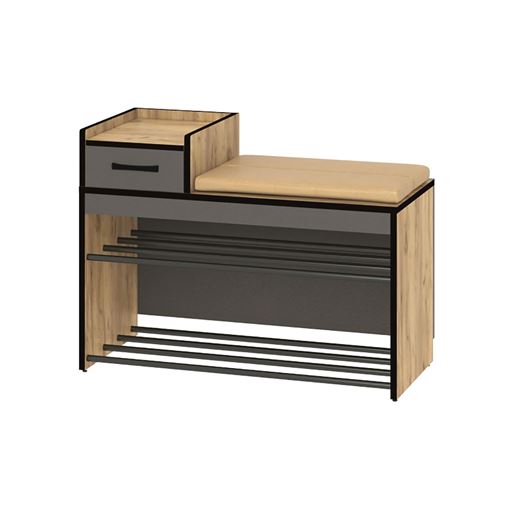 Прихожая Ольга-лофт 5 тумба /ЛДСП/Экокожа/80*35*60/Дуб крафт золотой/Темно-серый