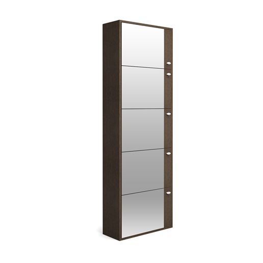 Обувной шкаф 5С /Зеркало/60*23*178/Венге темный/Венге темный/