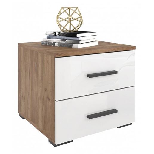 Тумбочка Берн T45 ( Тумба прикроватная БЕРН Т45 ДУБ КРАФТ + БЕЛЫЙ ГЛЯН)