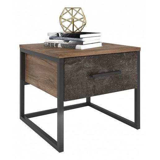 Тумбочка Брайтон T46 ( Тумба прикроватная БРАЙТОН Т46  ДУБ КРАФТ + БЕТОН)