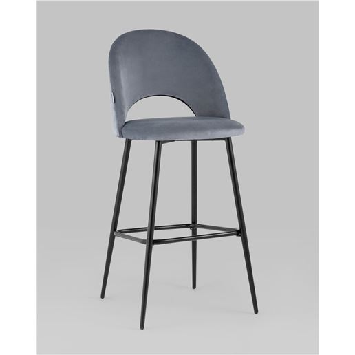 Стул барный Меган велюр серый