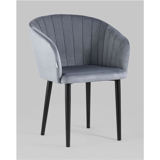 Стул с подлокотниками Нейтон велюр серый