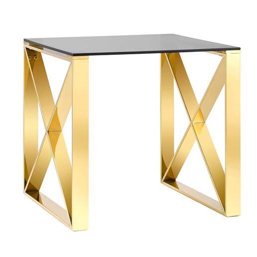 Журнальный стол 55*55 КРОСС золото стекло smoke