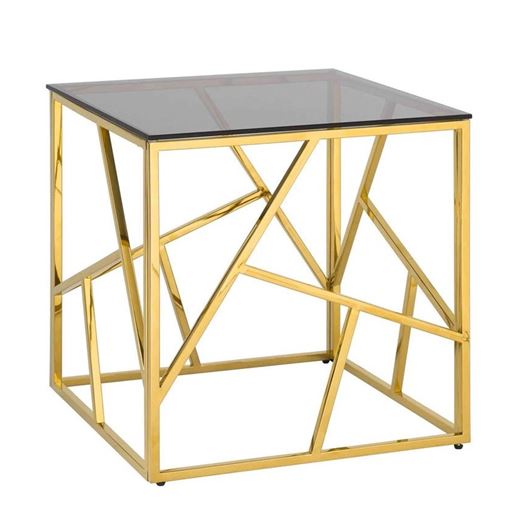 Журнальный столик 55*55 АРТ ДЕКО золото стекло smoke