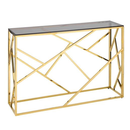 Консоль АРТ ДЕКО 115*30 золото стекло smoke