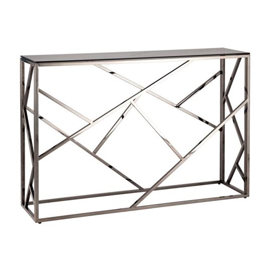 Консоль АРТ ДЕКО 115*30 стекло smoke сталь тёмный хром