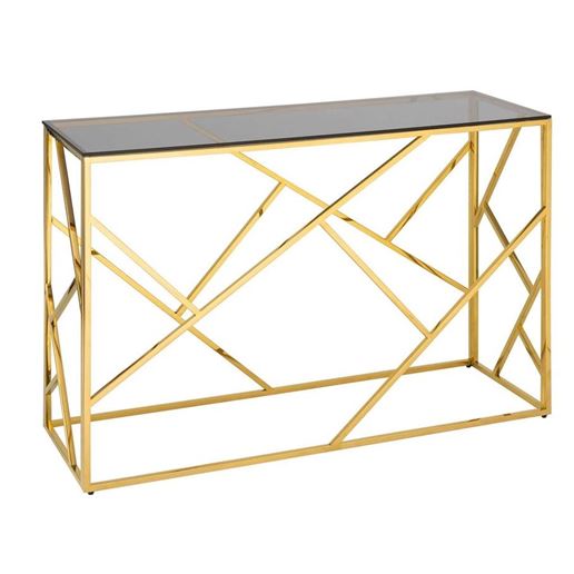 Консоль АРТ ДЕКО 120х40 золото стекло smoke