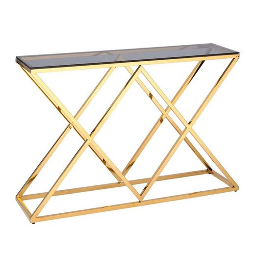 Консоль ИНСИГНИЯ 115*30 золото стекло smoke