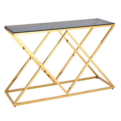 Консоль ИНСИГНИЯ 120*40 золото стекло smoke