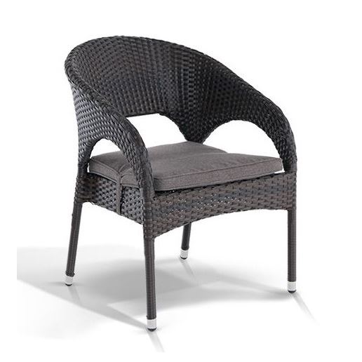 "Корретто" Стул с подушкой, плоский искусственный ротанг, коричневый