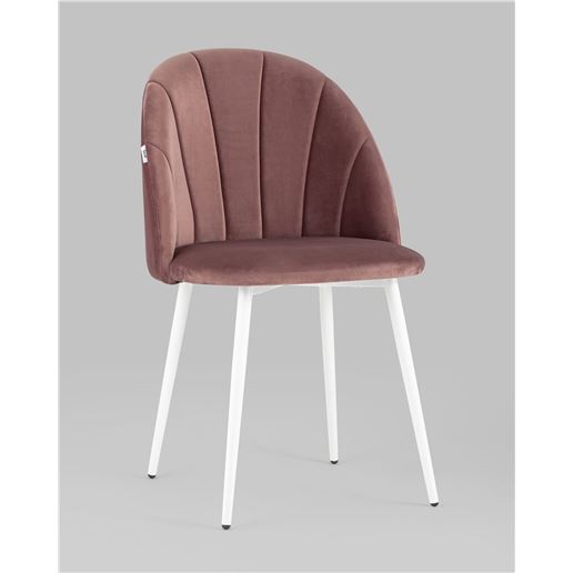 Стул Логан велюр пыльно-розовый белые ножки