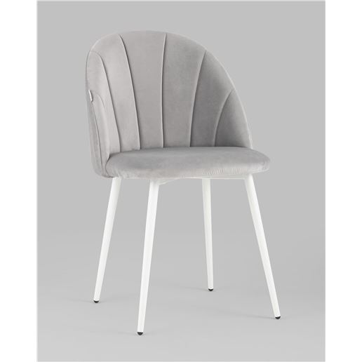 Стул Логан велюр светло-серый белые ножки