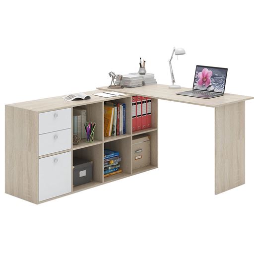 Угловой стол Прайм-74 дуб сонома / белый