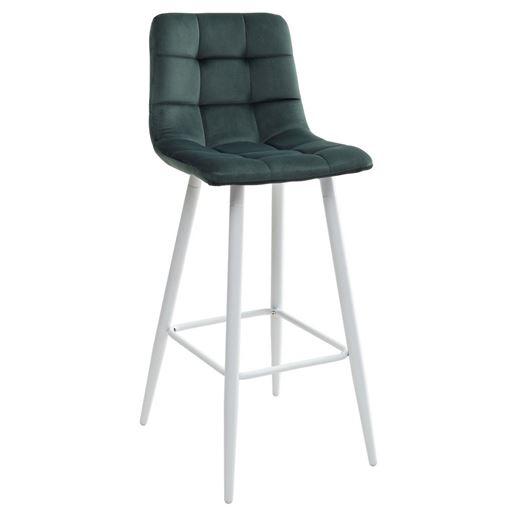 Барный стул LECCO UF910-14 DARK GREEN, велюр/белый каркас М-City