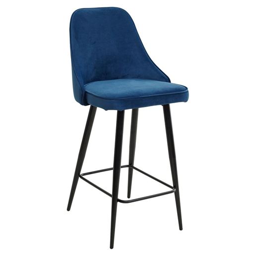 Полубарный стул NEPAL-PB СИНИЙ #29, велюр/ черный каркас (H=68cm) М-City