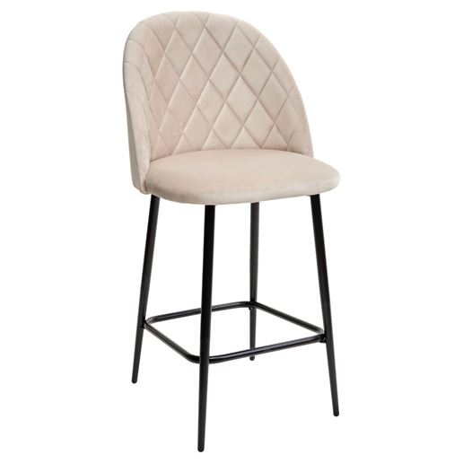 Полубарный стул НИРВАНА, цвет светло-бежевый B-02, велюр / черный каркас H=63cm М-City