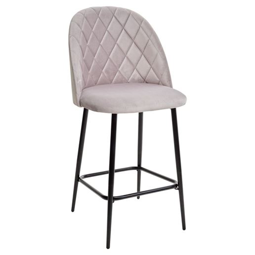 Полубарный стул НИРВАНА, цвет светло-серый B-24, велюр / черный каркас H=63cm М-City