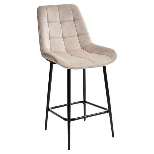 Полубарный стул ХОФМАН, цвет светло-бежевый B-02, велюр / черный каркас H=63cm М-City