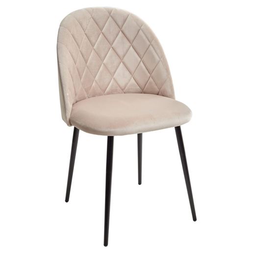 Стул НИРВАНА, цвет светло-бежевый B-02, велюр / черный каркас М-City