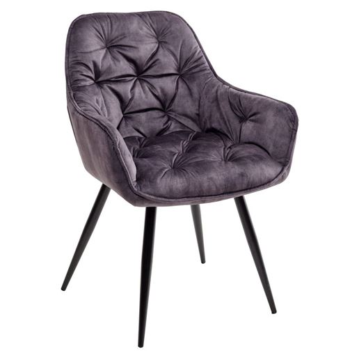 Стул MALTA 912-06 темно-серый, велюр/черный каркас M-City