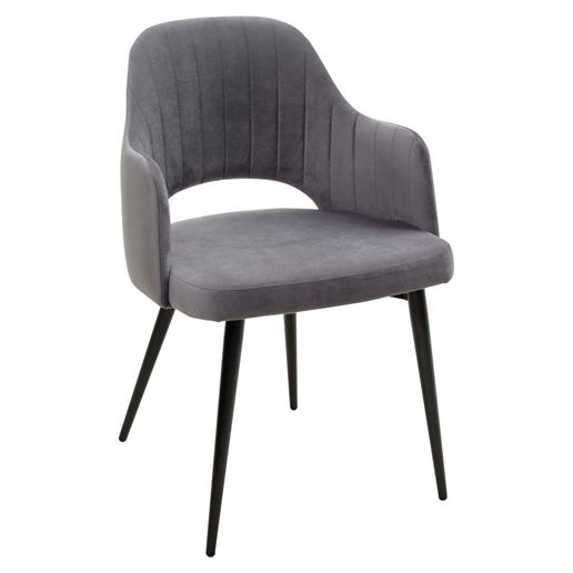 Стул FANTINE-LA СЕРЫЙ #27, велюр / черный каркас М-City