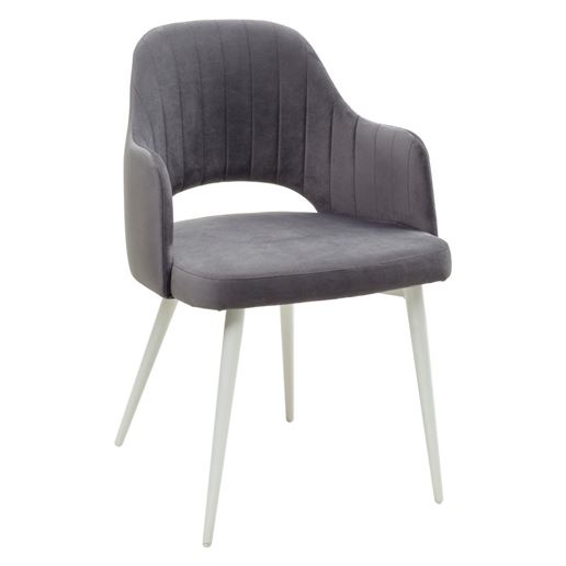 Стул FANTINE-LA СЕРЫЙ #27, велюр/ белый каркас М-City