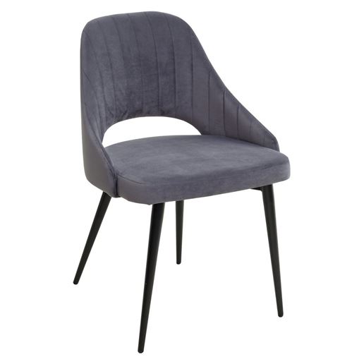 Стул FANTINE-LS СЕРЫЙ #27, велюр / черный каркас М-City