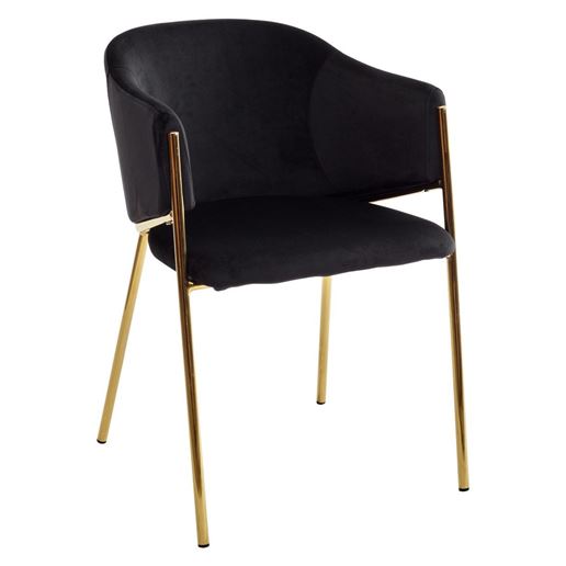 Стул DILL BLUVEL-19 BLACK, велюр/ золотой каркас, М-City