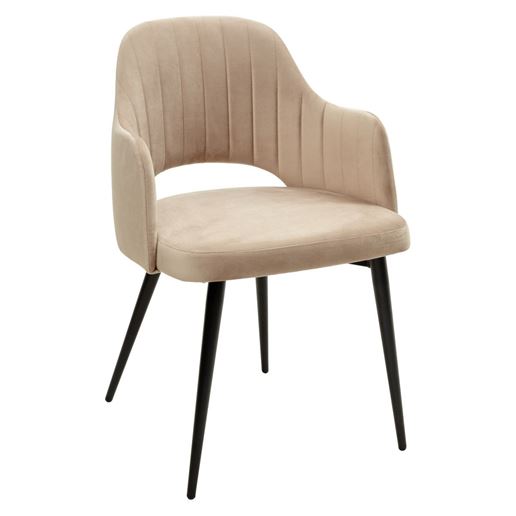 Стул FANTINE-LA БЕЖЕВЫЙ #5, велюр / черный каркас М-City