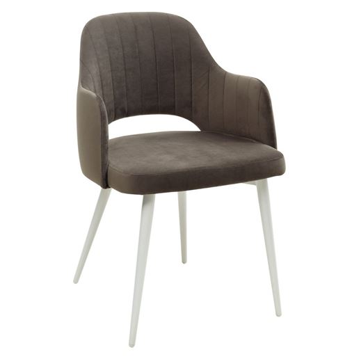 Стул FANTINE-LA ГРАФИТ #14, велюр/ белый каркас М-City