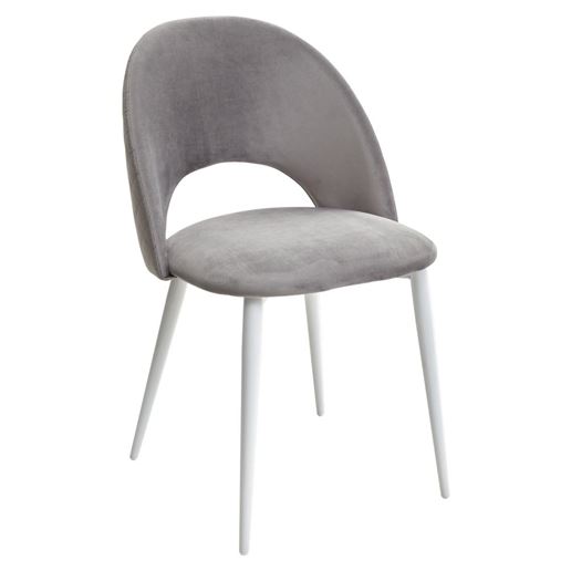 Стул MAX светло-серый #26, велюр / белый каркас М-City