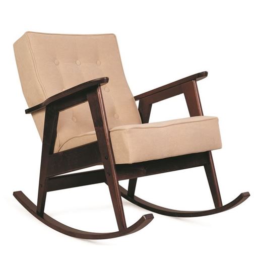 Кресло-качалка РЕТРО (темный тон / RS 03 - бежевый)