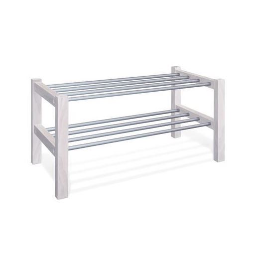 Подставка для обуви Sheffilton SHT-SR9 (дерево-металл/беленый-аллюм. металлик)