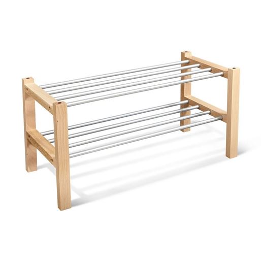 Подставка для обуви Sheffilton SHT-SR9 (дерево-металл/прозрачный лак-аллюм. металлик)