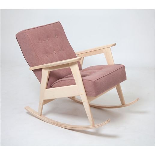 Кресло-качалка РЕТРО (беленый дуб / RS 12 - розовый)