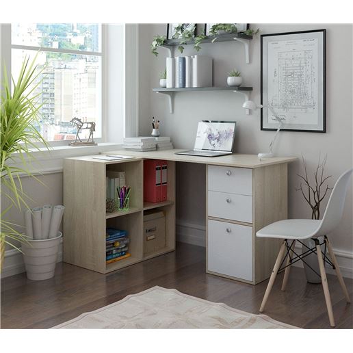 Угловой стол Прайм-80 дуб сонома / белый