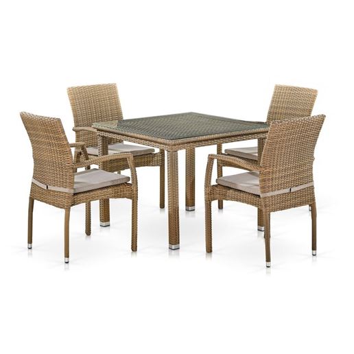 Комплект плетеной мебели T257B/Y379B-W65 Light Brown (4+1)