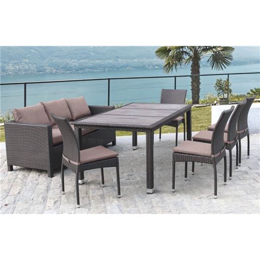 Комплект плетеной мебели T347/S65A/Y380A-W53 Brown (8+1)