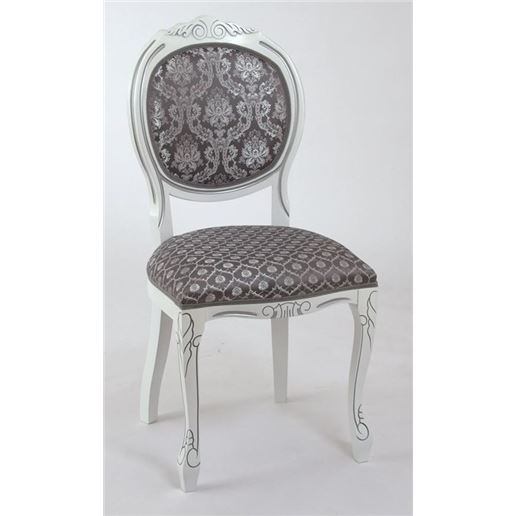 Кресло "Милорд-12" (Белый + патина серебро/ткань ткань Yara 149/1; Yara diamond 149/1)