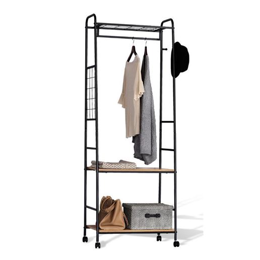 Стойка для одежды SHT-WR-21 (черный муар/скандинавский дуб)